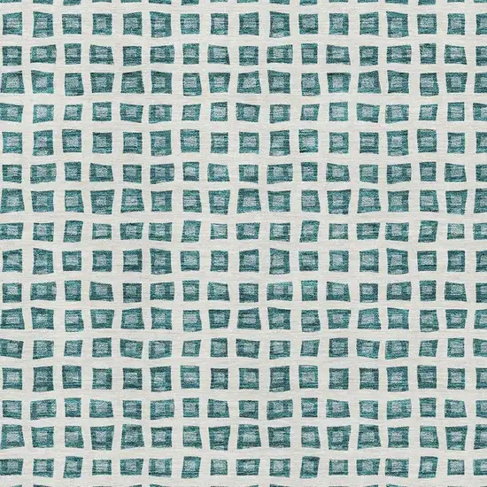 Teal And Ivory Geometric Washable Area Rug With UV Protection Photo 3