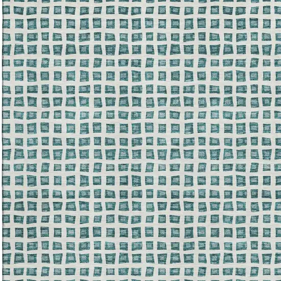 Teal And Ivory Geometric Washable Area Rug With UV Protection Photo 4