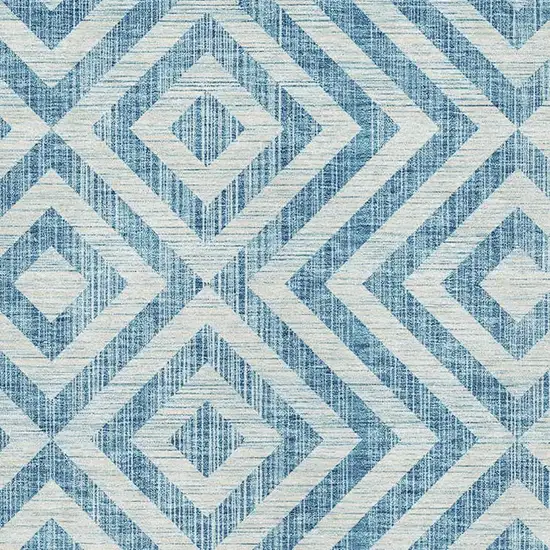 Teal And Ivory Geometric Washable Area Rug With UV Protection Photo 3