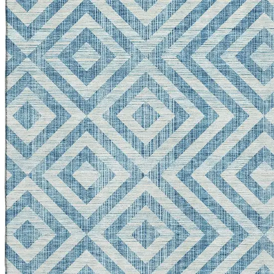 Teal And Ivory Geometric Washable Area Rug With UV Protection Photo 4