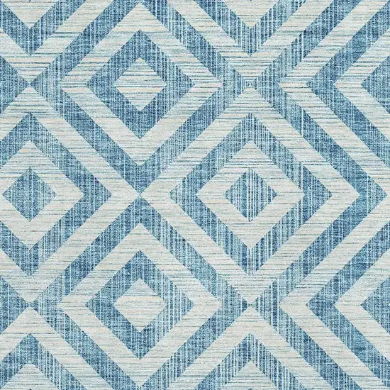 Teal And Ivory Geometric Washable Area Rug With UV Protection Photo 3