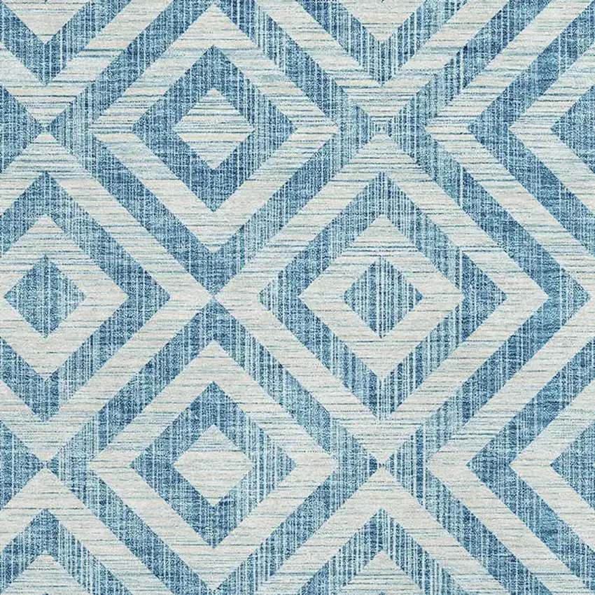 Teal And Ivory Geometric Washable Area Rug With UV Protection Photo 3