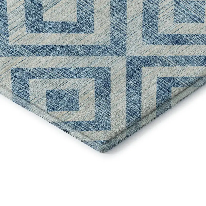 Teal And Ivory Geometric Washable Area Rug With UV Protection Photo 8