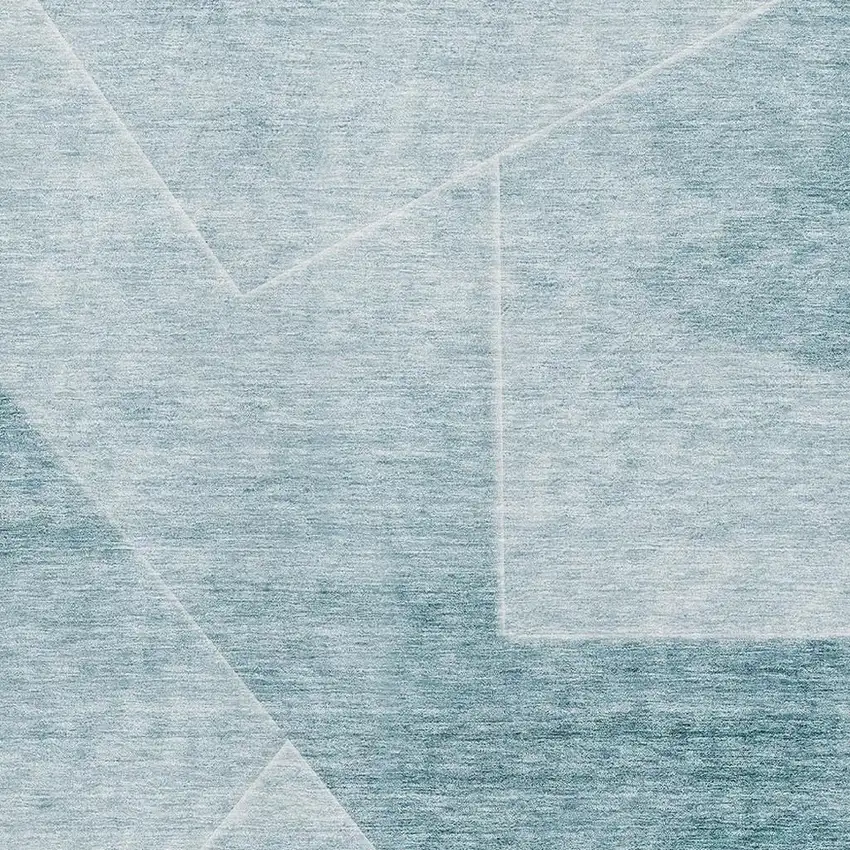 Teal And Ivory Geometric Washable Area Rug With UV Protection Photo 3