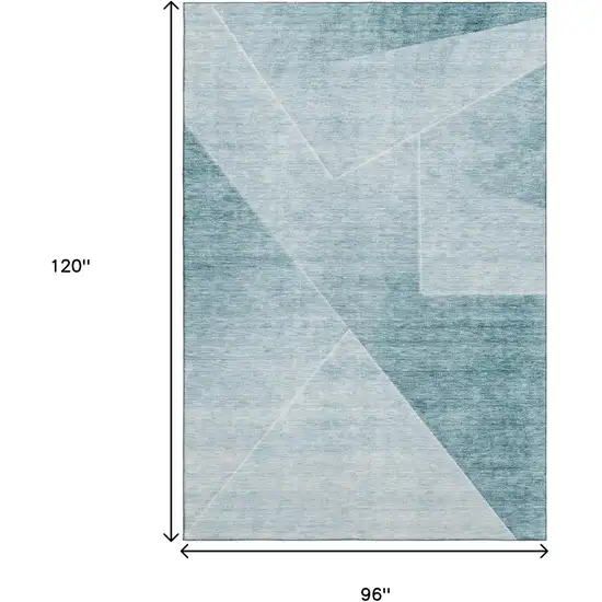 Teal And Ivory Geometric Washable Area Rug With UV Protection Photo 3