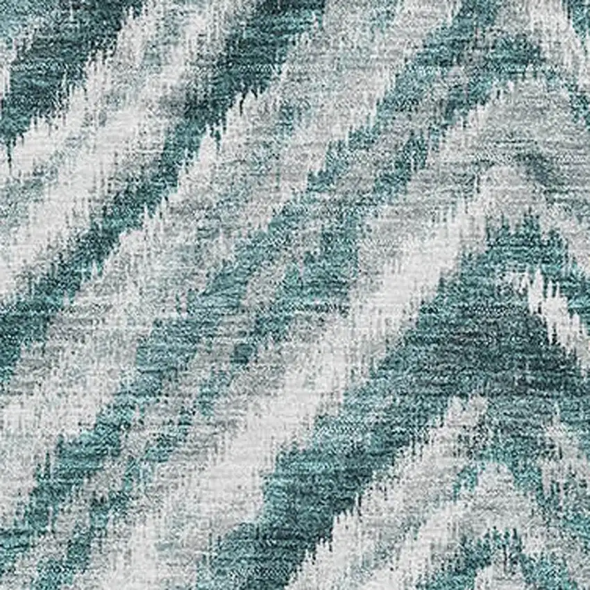 Teal And Ivory Geometric Washable Area Rug With UV Protection Photo 3