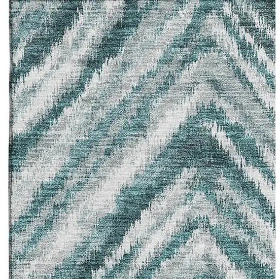 Teal And Ivory Geometric Washable Area Rug With UV Protection Photo 4