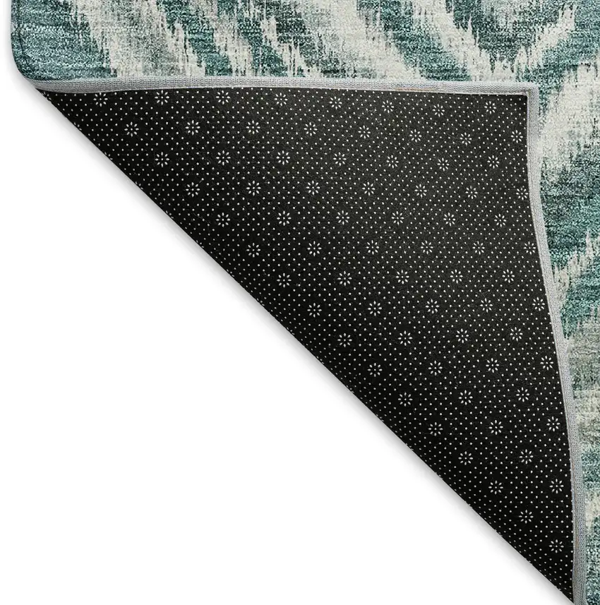 Teal And Ivory Geometric Washable Area Rug With UV Protection Photo 7