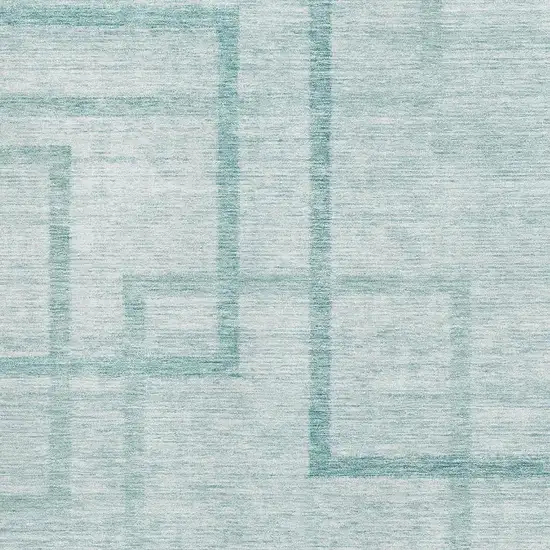 Teal And Ivory Geometric Washable Area Rug With UV Protection Photo 3