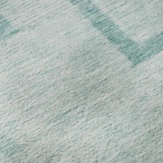 Teal And Ivory Geometric Washable Area Rug With UV Protection Photo 7