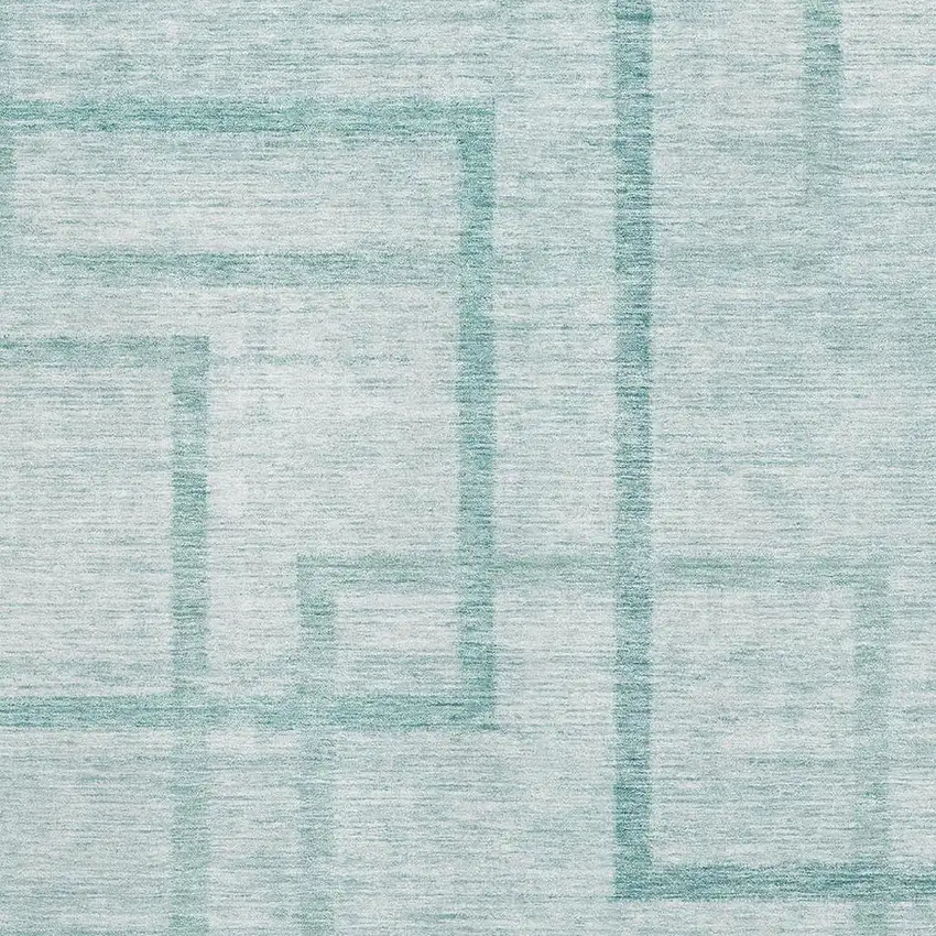 Teal And Ivory Geometric Washable Area Rug With UV Protection Photo 3
