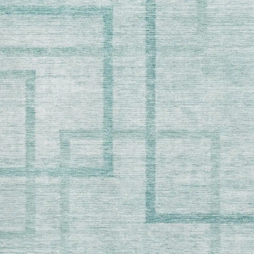 Teal And Ivory Geometric Washable Area Rug With UV Protection Photo 3
