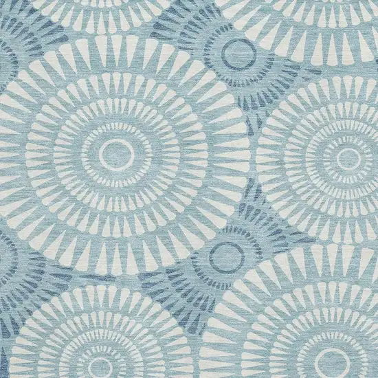 Teal And Ivory Geometric Washable Area Rug With UV Protection Photo 3