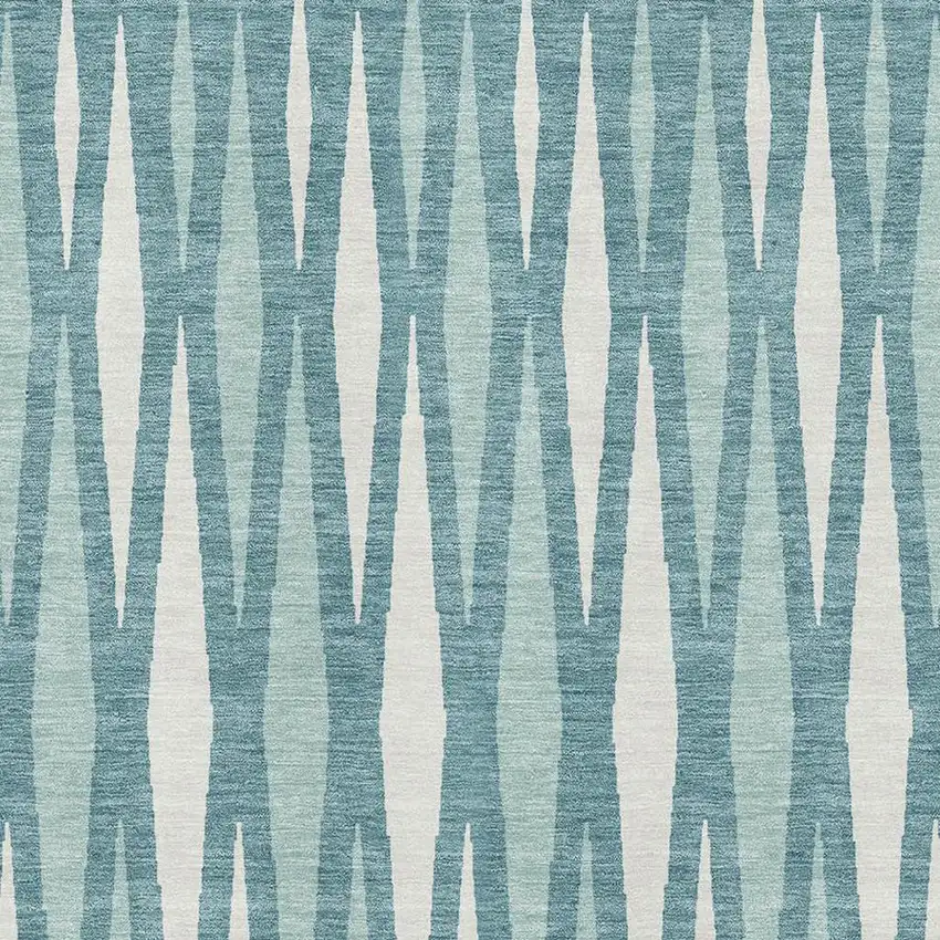 Teal And Ivory Geometric Washable Area Rug With UV Protection Photo 3