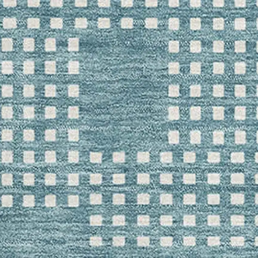 Teal And Ivory Geometric Washable Area Rug With UV Protection Photo 3