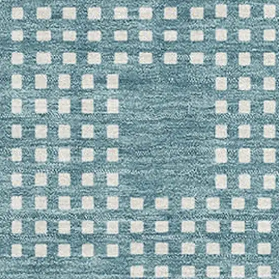 Teal And Ivory Geometric Washable Area Rug With UV Protection Photo 3