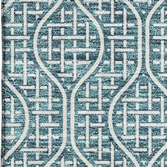 Teal And Ivory Geometric Washable Area Rug With UV Protection Photo 2