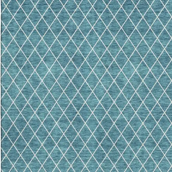 Teal And Ivory Geometric Washable Area Rug With UV Protection Photo 4