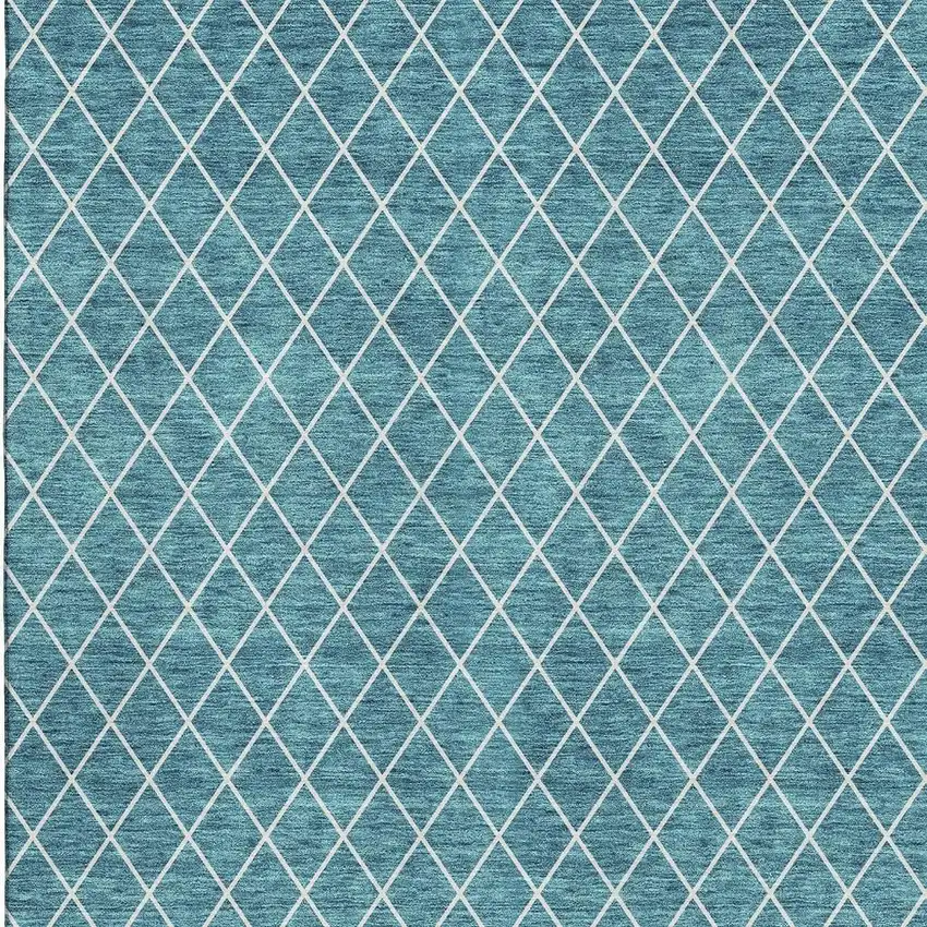 Teal And Ivory Geometric Washable Area Rug With UV Protection Photo 4