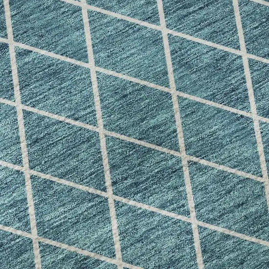 Teal And Ivory Geometric Washable Area Rug With UV Protection Photo 8
