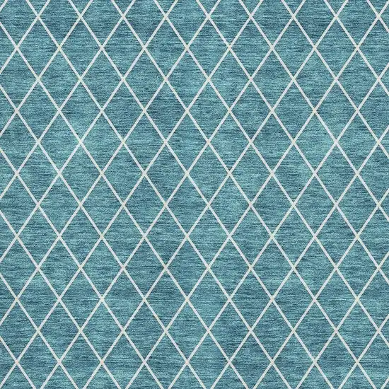 Teal And Ivory Geometric Washable Area Rug With UV Protection Photo 3