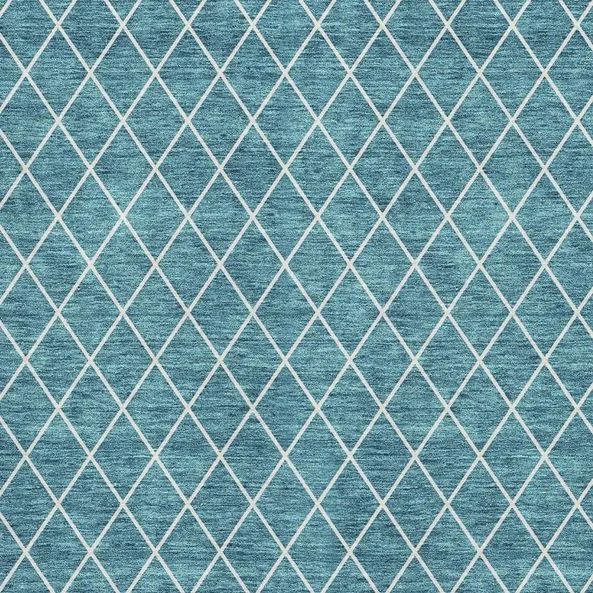 Teal And Ivory Geometric Washable Area Rug With UV Protection Photo 3