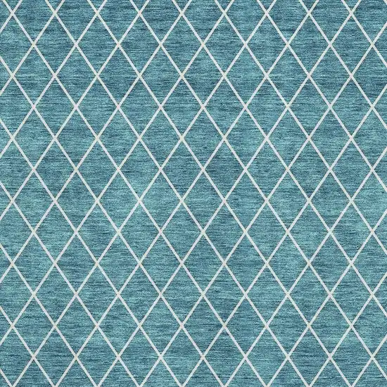 Teal And Ivory Geometric Washable Area Rug With UV Protection Photo 3