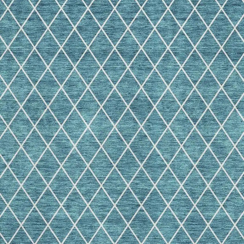 Teal And Ivory Geometric Washable Area Rug With UV Protection Photo 3