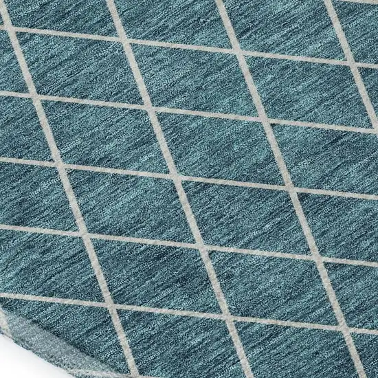 Teal And Ivory Geometric Washable Area Rug With UV Protection Photo 2