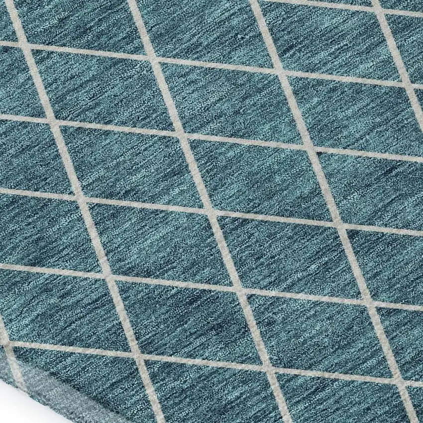 Teal And Ivory Geometric Washable Area Rug With UV Protection Photo 2