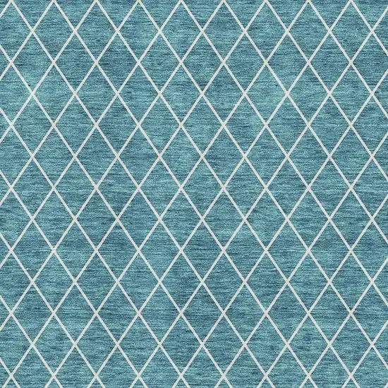 Teal And Ivory Geometric Washable Area Rug With UV Protection Photo 3