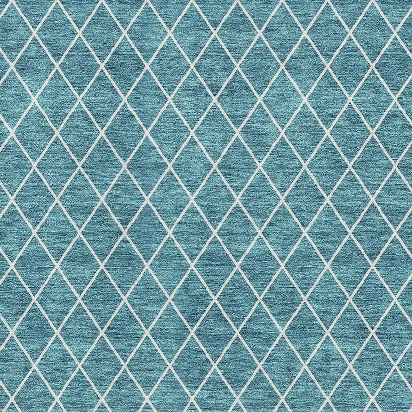 Teal And Ivory Geometric Washable Area Rug With UV Protection Photo 3