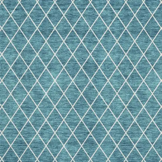 Teal And Ivory Geometric Washable Area Rug With UV Protection Photo 3