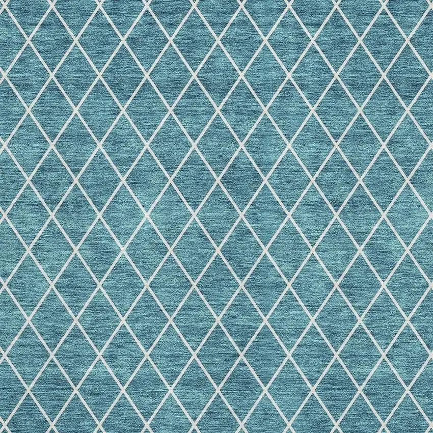 Teal And Ivory Geometric Washable Area Rug With UV Protection Photo 3