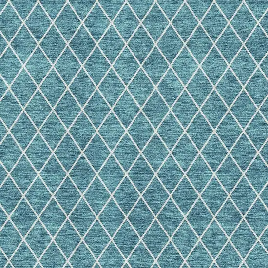 Teal And Ivory Geometric Washable Area Rug With UV Protection Photo 7
