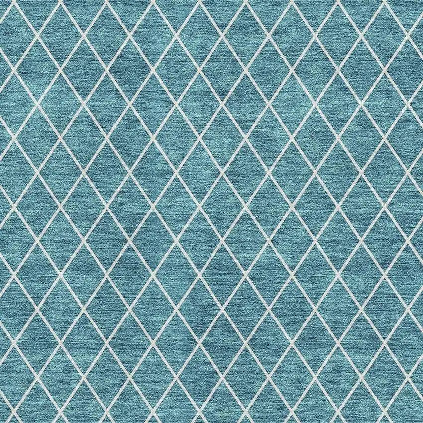 Teal And Ivory Geometric Washable Area Rug With UV Protection Photo 7