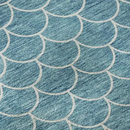 Teal And Ivory Geometric Washable Area Rug With UV Protection Photo 9
