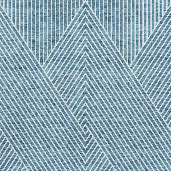 Teal And Ivory Geometric Washable Area Rug With UV Protection Photo 3