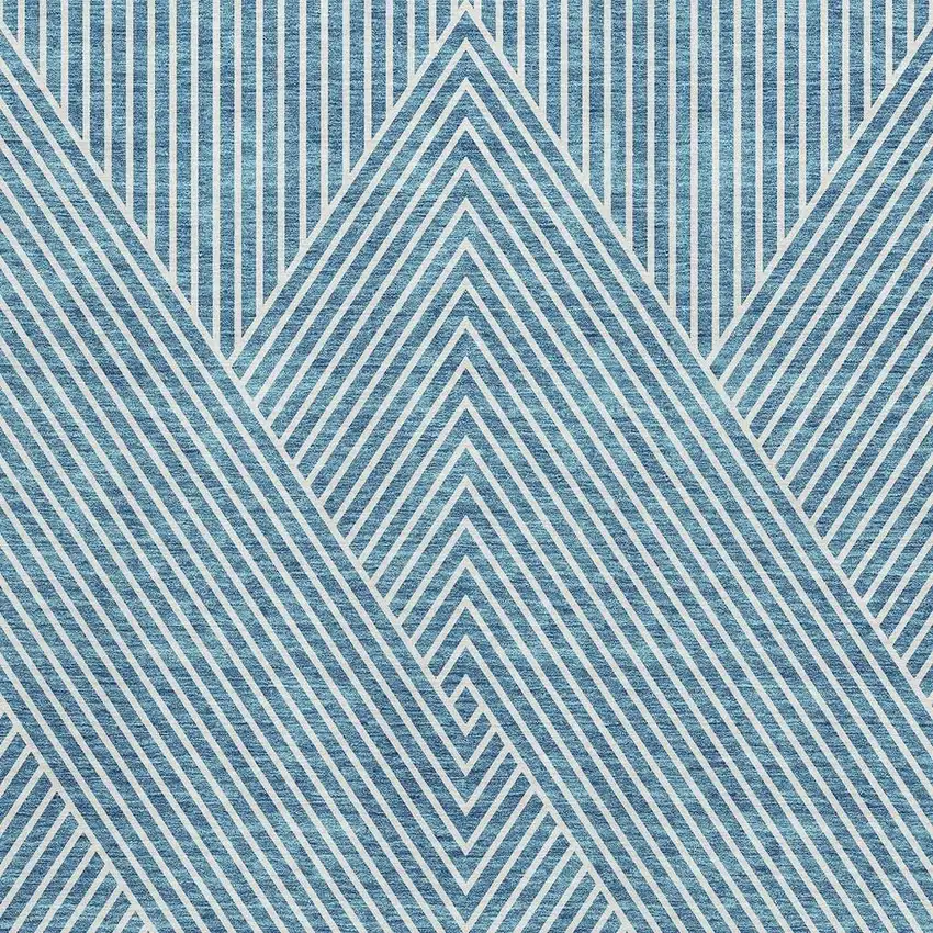 Teal And Ivory Geometric Washable Area Rug With UV Protection Photo 3