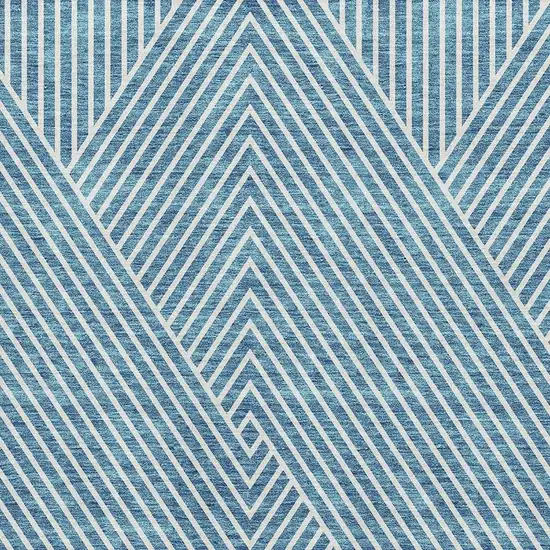 Teal And Ivory Geometric Washable Area Rug With UV Protection Photo 2
