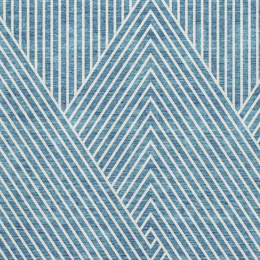 Teal And Ivory Geometric Washable Area Rug With UV Protection Photo 2