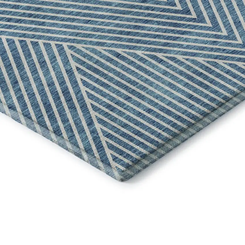 Teal And Ivory Geometric Washable Area Rug With UV Protection Photo 7