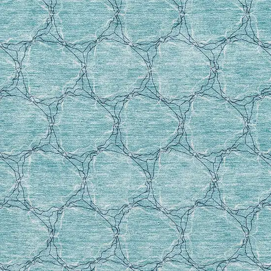 Teal And Ivory Geometric Washable Area Rug With UV Protection Photo 2