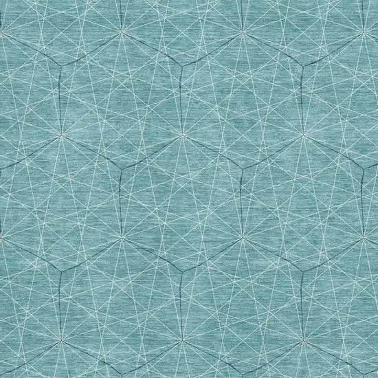 Teal And Ivory Geometric Washable Area Rug With UV Protection Photo 2