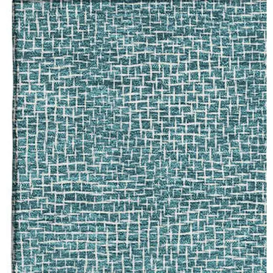 Teal And Ivory Geometric Washable Area Rug With UV Protection Photo 3