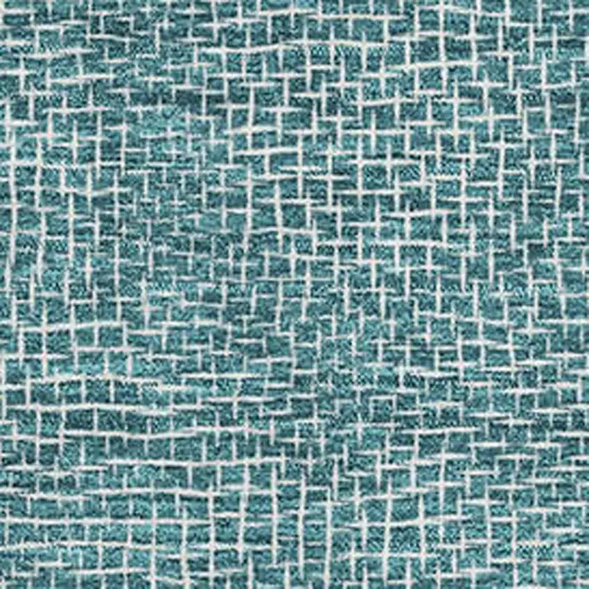 Teal And Ivory Geometric Washable Area Rug With UV Protection Photo 2