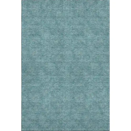 Teal And Ivory Geometric Washable Area Rug With UV Protection Photo 1