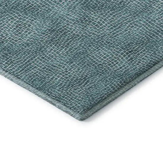 Teal And Ivory Geometric Washable Area Rug With UV Protection Photo 6