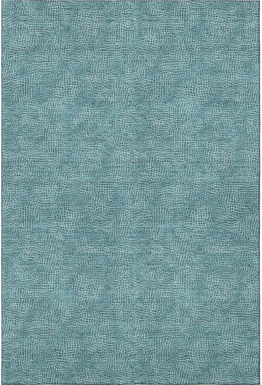 Teal And Ivory Geometric Washable Area Rug With UV Protection Photo 2