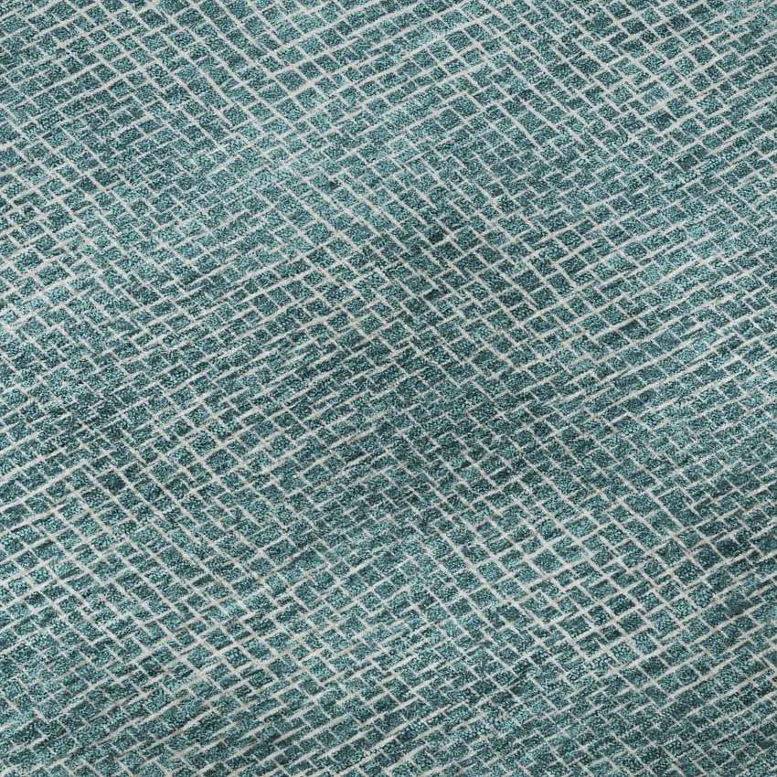 Teal And Ivory Geometric Washable Area Rug With UV Protection Photo 9
